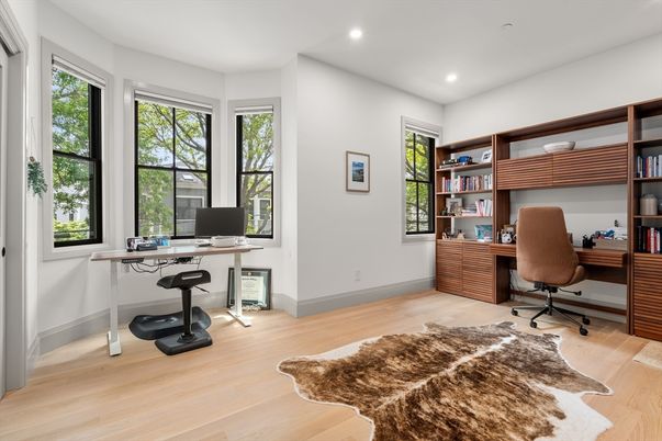 Home Office, Interior, Recessed Lighting, Wood Texture Flooring