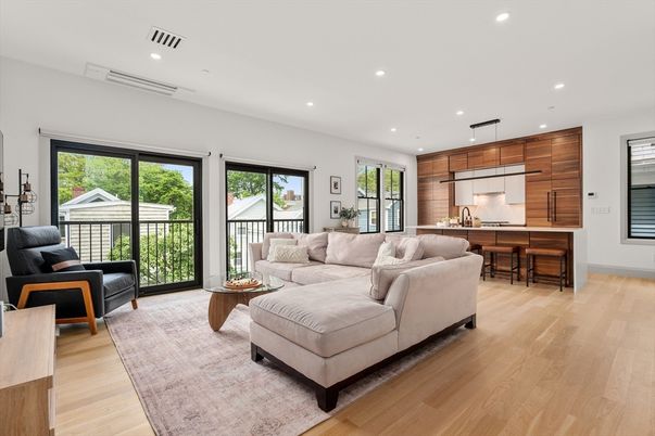 Interior, Kitchen, Living room, Pendant Lights, Recessed Lighting, Wood Texture Flooring, Wooden Walls