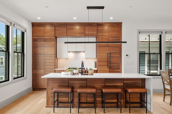 Interior, Kitchen, Pendant Lights, Recessed Lighting, Wood Texture Flooring
