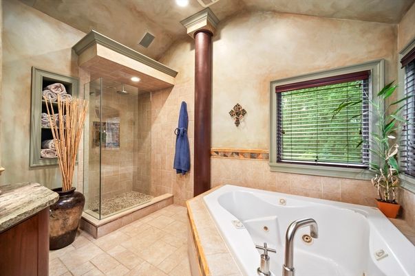 Bathroom, Glass Shower, Interior, Recessed Lighting