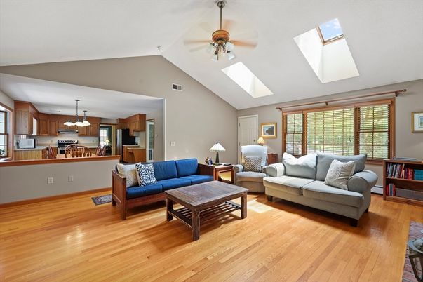 Interior, Kitchen, Living room, Pendant Lights, Stainless Steel Appliances, Wood Texture Flooring