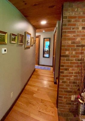 Interior, Recessed Lighting, Stone Walls, Wood Texture Flooring