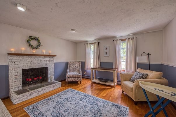 Fireplace, Interior, Recessed Lighting, Wood Texture Flooring