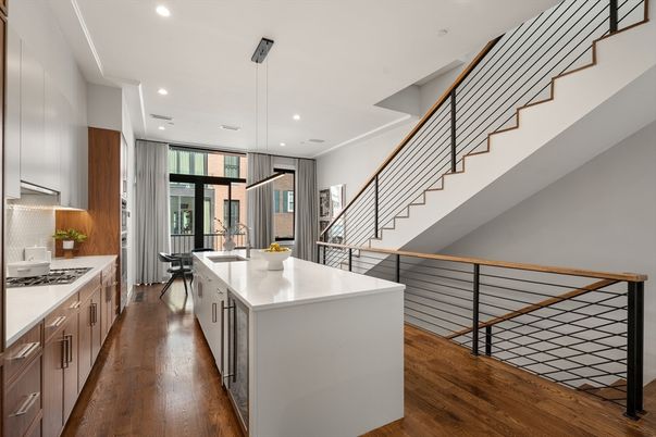 Interior, Kitchen, Pendant Lights, Recessed Lighting, Wood Texture Flooring