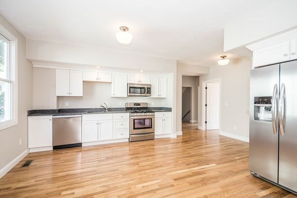 Interior, Kitchen, Stainless Steel Appliances, Wood Texture Flooring