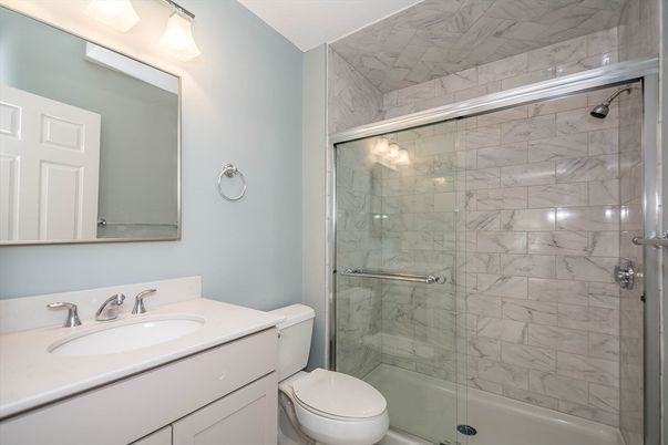 Bathroom, Glass Shower, Interior, Marble Walls