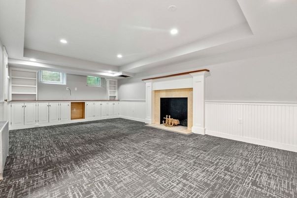 Empty room, Fireplace, Interior, Recessed Lighting