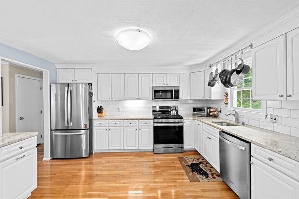 Interior, Kitchen, Stainless Steel Appliances, Wood Texture Flooring