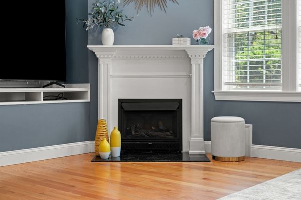 Fireplace, Interior, Wood Texture Flooring