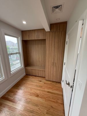 Empty room, Interior, Recessed Lighting, Wood Texture Flooring, Wooden Walls
