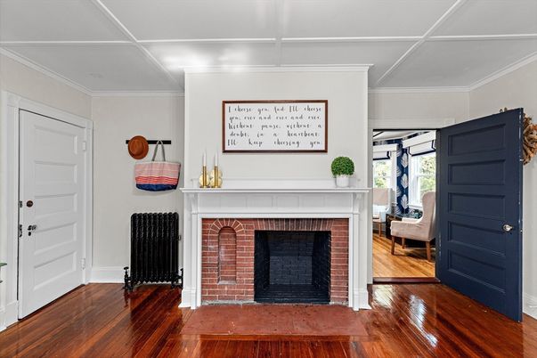 Fireplace, Interior, Wood Texture Flooring