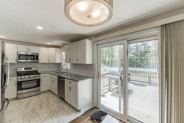 Interior, Kitchen, Marble, Recessed Lighting, Stainless Steel Appliances
