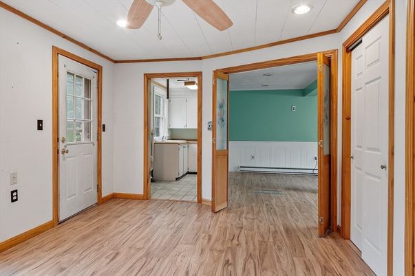 Interior, Kitchen, Recessed Lighting, Wood Texture Flooring