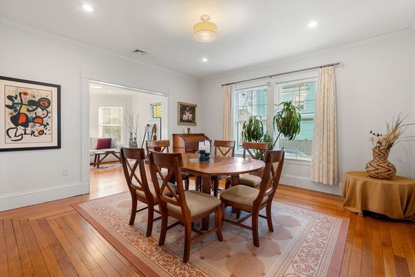 Dining room, Interior, Recessed Lighting, Water, Wood Texture Flooring