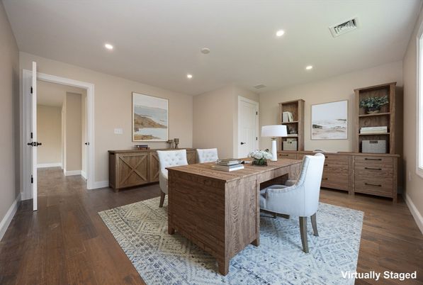 Home Office, Interior, Recessed Lighting, Wood Texture Flooring