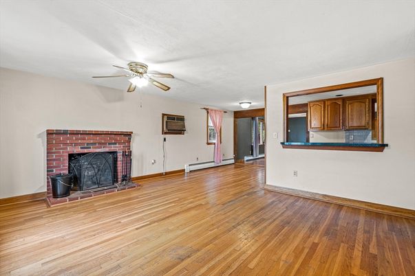 Empty room, Fireplace, Interior, Wood Texture Flooring