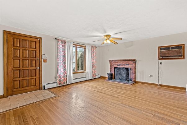 Empty room, Fireplace, Interior, Wood Texture Flooring