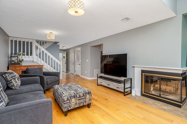 Fireplace, Interior, Living room, Wood Texture Flooring