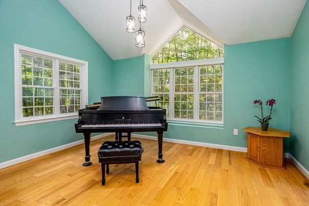 Interior, Pendant Lights, Piano, Wood Texture Flooring