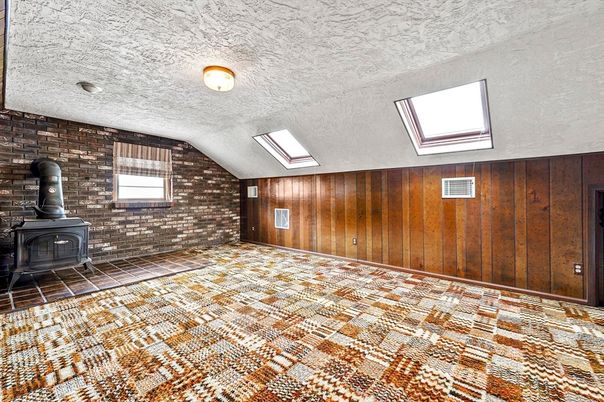 Empty room, Fireplace, Interior, Stone Walls, Wooden Walls