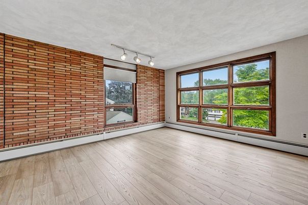 Empty room, Interior, Stone Walls, Wood Texture Flooring