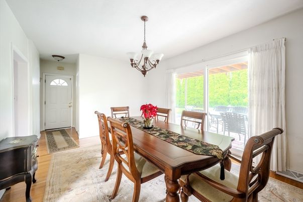 Chandelier, Dining room, Interior, Wood Texture Flooring