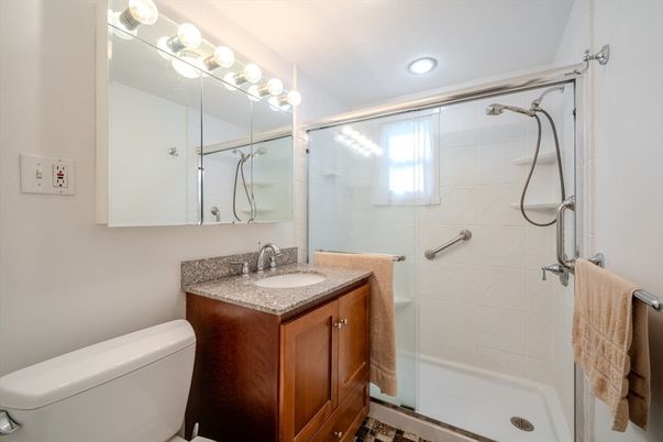 Bathroom, Glass Shower, Interior, Recessed Lighting