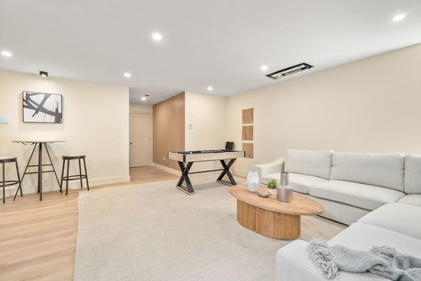 Game Room, Interior, Living room, Recessed Lighting, Wood Texture Flooring