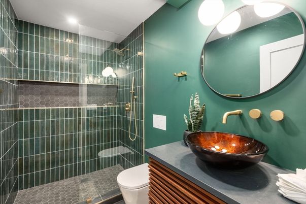 Bathroom, Glass Shower, Interior, Recessed Lighting