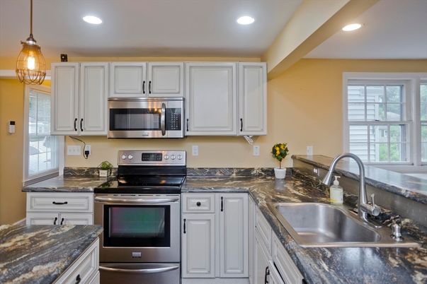 Interior, Kitchen, Pendant Lights, Recessed Lighting, Stainless Steel Appliances