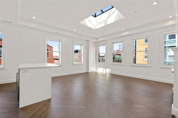 Empty room, Glass Ceilings, Interior, Recessed Lighting, Wood Texture Flooring
