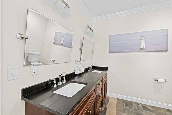 Bathroom, Dual Sink Vanities, Interior, Wood Texture Flooring