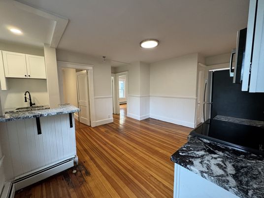 Interior, Kitchen, Recessed Lighting, Wood Texture Flooring
