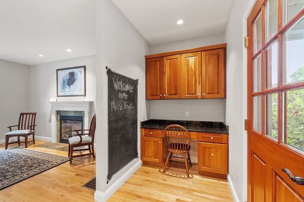 Fireplace, Interior, Recessed Lighting, Wood Texture Flooring