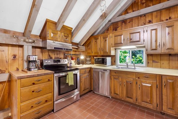 Interior, Kitchen, Stainless Steel Appliances, Wooden Beams