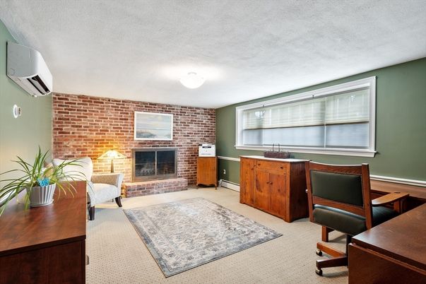 Fireplace, Home Office, Interior, Stone Walls