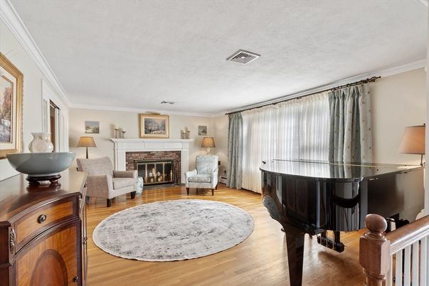 Fireplace, Interior, Piano, Wood Texture Flooring
