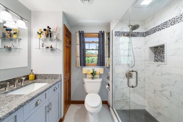 Bathroom, Glass Shower, Interior, Marble Walls