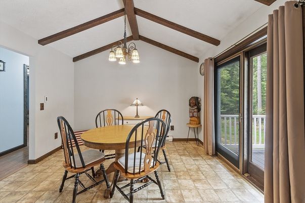 Dining room, Interior, Pendant Lights, Wooden Beams
