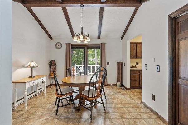 Chandelier, Dining room, Interior, Pendant Lights, Wooden Beams
