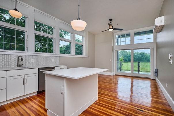 Interior, Kitchen, Pendant Lights, Wood Texture Flooring