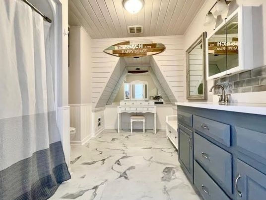 Bathroom, Interior, Marble, Wooden Ceilings, Wooden Walls