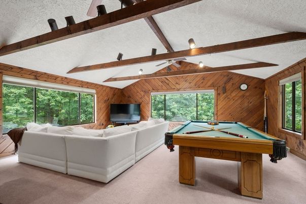 Billiard Table, Game Room, Interior, Living room, Wooden Beams, Wooden Walls