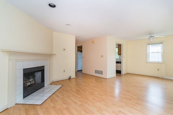 Empty room, Fireplace, Interior, Wood Texture Flooring