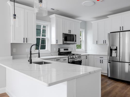 Interior, Kitchen, Stainless Steel Appliances, Wood Texture Flooring