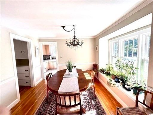 Chandelier, Dining room, Interior, Wood Texture Flooring