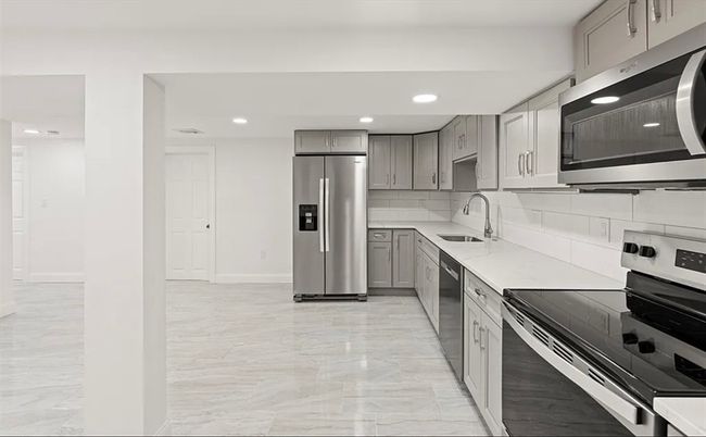 Interior, Kitchen, Marble, Recessed Lighting, Stainless Steel Appliances