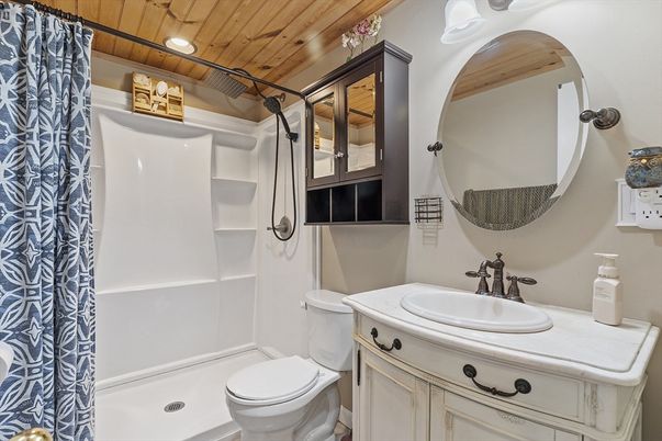 Bathroom, Interior, Recessed Lighting, Wooden Ceilings