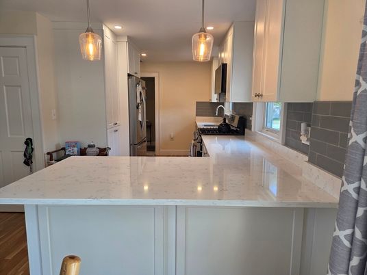 Interior, Kitchen, Pendant Lights, Recessed Lighting, Wood Texture Flooring