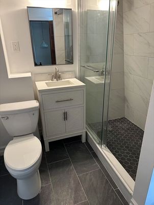 Bathroom, Glass Shower, Interior, Marble Walls